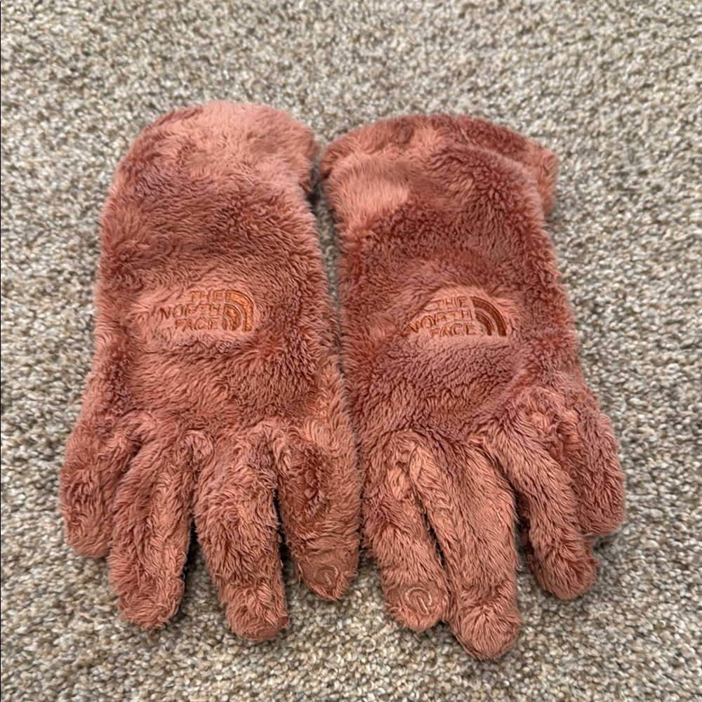 Cozy Pink North Face Fuzzy Gloves